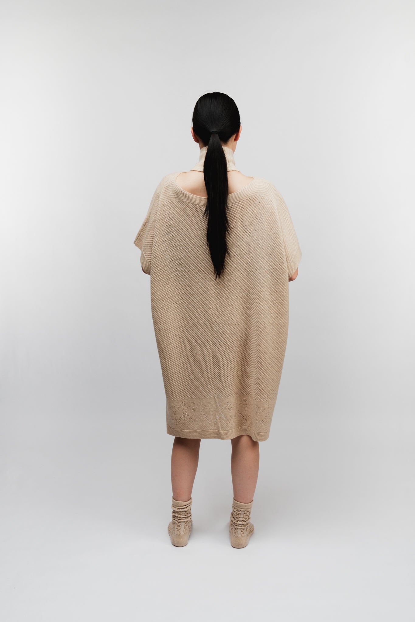 Knitted poncho-style midi dress