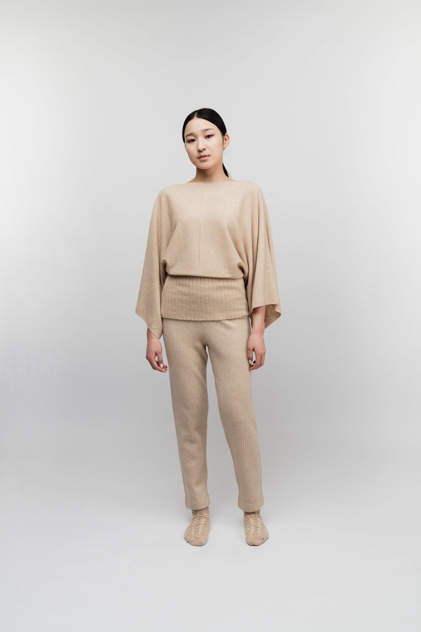 Batwing-sleeve sweater