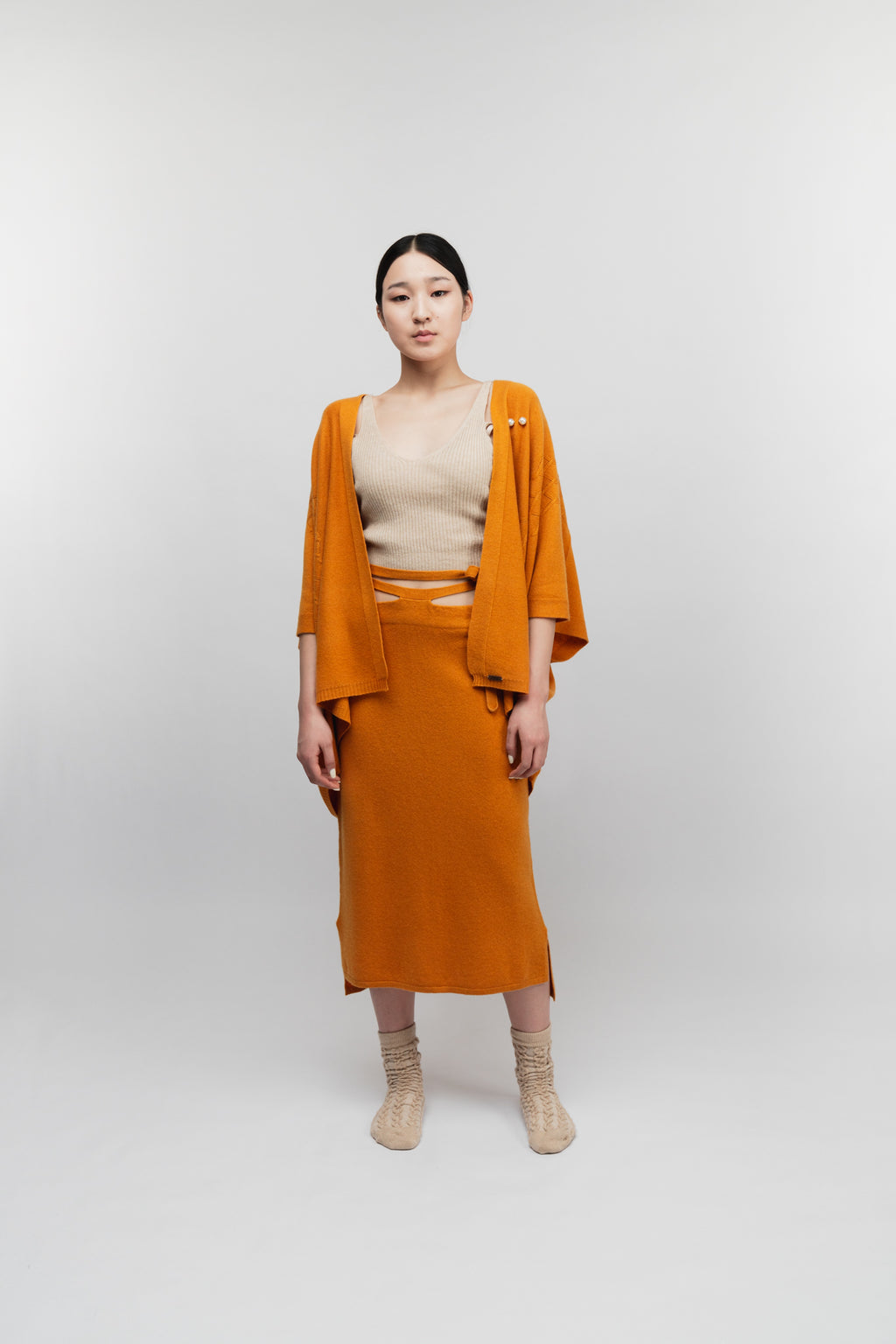 (Made to order) Classic cashmere A-line skirt