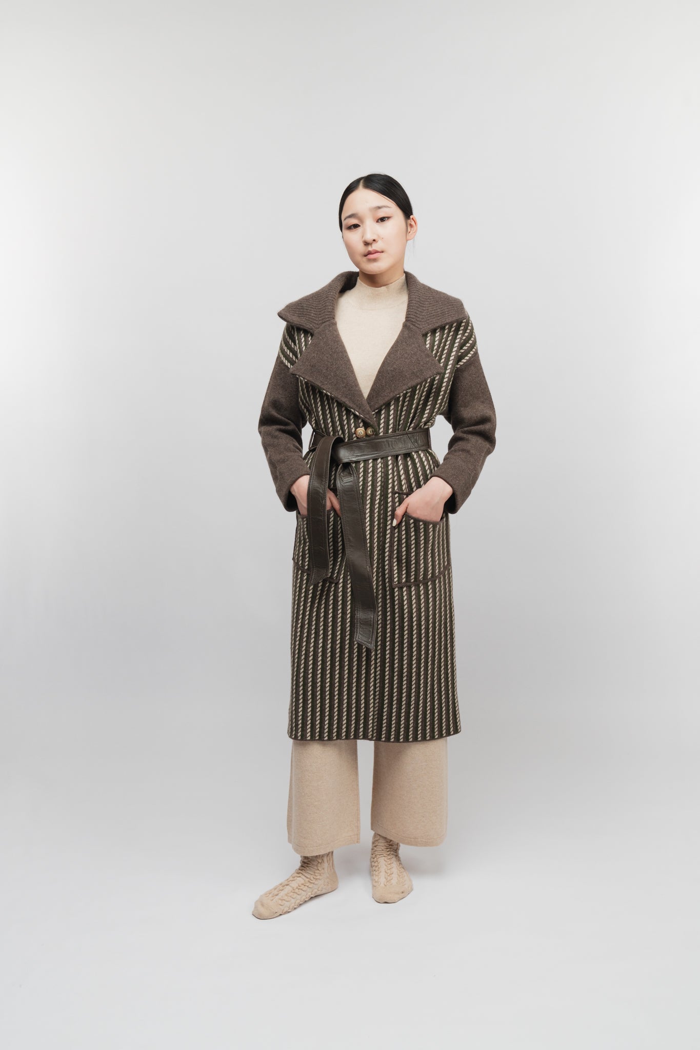 (Made to order) Dual-Tone Longline Coat (Caramel)