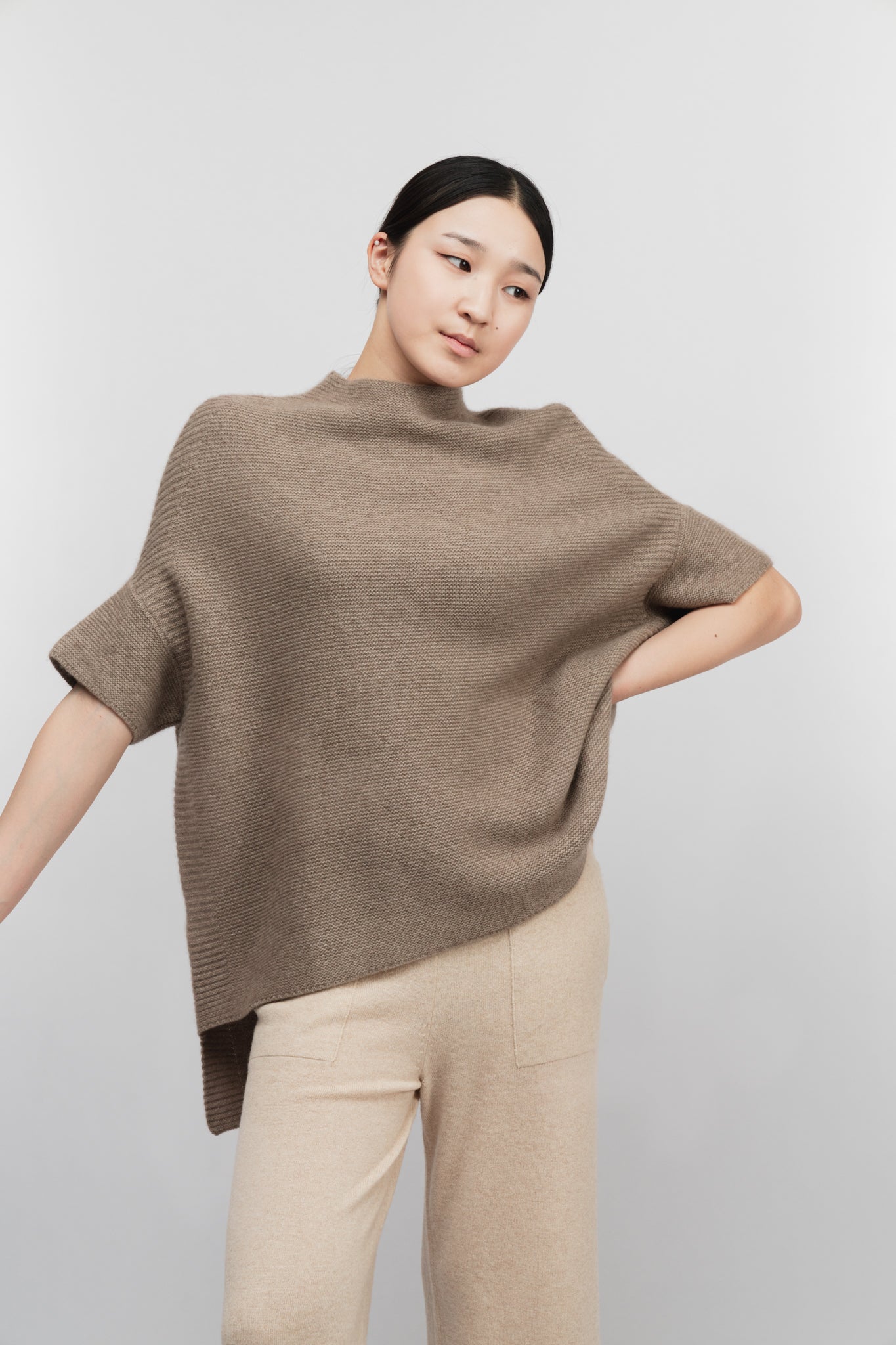 Luxe Asymmetry Knit Poncho